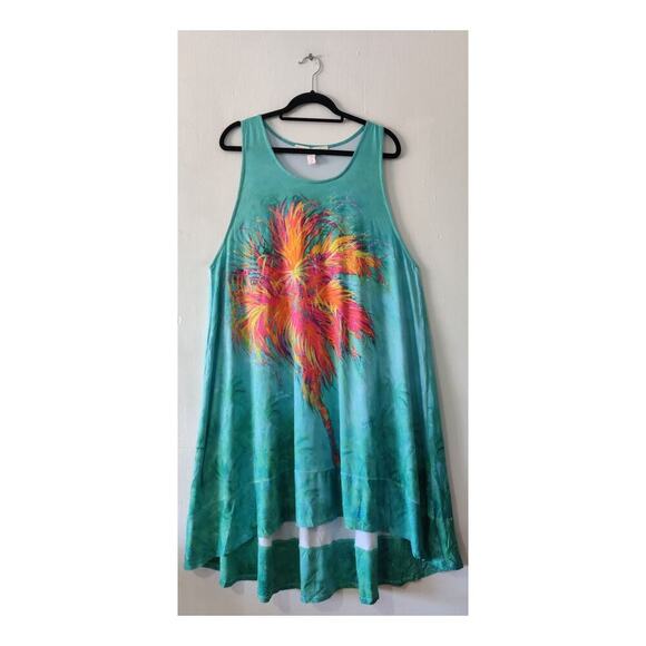 Leoma Lovegrove High Low Sleeveless Colorful Dress XXL Beach Vacation Tropical - Picture 1 of 5